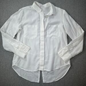 Bella Dahl Split Shirt Tail White Button Down Shirt Women's Small Long Sleeve